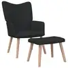 Image de vidaXL Chaise de relaxation avec tabouret Noir Tissu