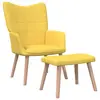 Image de vidaXL Chaise de relaxation avec tabouret Jaune moutarde Tissu