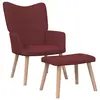 Image de vidaXL Chaise de relaxation avec tabouret Rouge bordeaux Tissu
