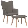 Image de vidaXL Chaise de relaxation avec tabouret Taupe Tissu