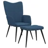 Image de vidaXL Relaxstoel met voetenbank stof blauw