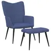Image de vidaXL Chaise de relaxation avec tabouret Bleu Tissu