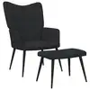 Image de vidaXL Chaise de relaxation avec tabouret Noir Tissu