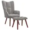 Image de vidaXL Chaise de relaxation avec repose-pied Gris clair Velours