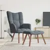 Image de vidaXL Chaise de relaxation avec repose-pied Gris foncé Velours