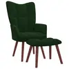 Image de vidaXL Chaise de relaxation avec repose-pied Vert foncé Velours