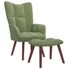 Image de vidaXL Chaise de relaxation avec repose-pied Vert clair Velours