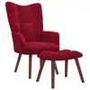 Image de vidaXL Chaise de relaxation avec repose-pied Rouge bordeaux Velours