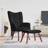 Image de vidaXL Chaise de relaxation avec repose-pied Noir Velours