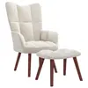 Image de vidaXL Chaise de relaxation avec repose-pied Blanc crème Velours