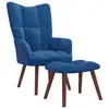 Image de vidaXL Chaise de relaxation avec repose-pied Bleu Velours