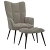Image de vidaXL Chaise de relaxation avec tabouret Gris clair Velours