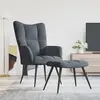 Image de vidaXL Chaise de relaxation avec tabouret Gris foncé Velours