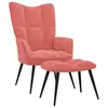 Image de vidaXL Chaise de relaxation avec tabouret Rose Velours