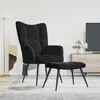 Image de vidaXL Fauteuil relax avec tabouret en velours noir