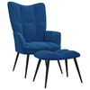 Image de vidaXL Chaise de relaxation avec tabouret Bleu Velours