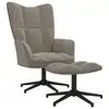 Image de vidaXL Chaise de relaxation avec tabouret Gris clair Velours