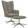 Image de vidaXL Chaise de relaxation avec tabouret Gris clair Velours