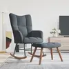 Image de vidaXL Chaise à bascule avec repose-pied Gris foncé Velours
