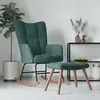 Image de vidaXL Chaise à bascule avec repose-pied Vert foncé Velours