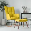 Image de vidaXL Chaise à bascule avec repose-pied Jaune moutarde Velours