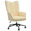 Image de vidaXL Chaise de relaxation Blanc crème Velours