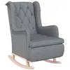 Image de Revera Fauteuil Pieds à Bascule Bois de Hevea Gris Clair Tissu