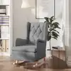 Image de vidaXL Fauteuil avec pieds à bascule en bois d'hévéa Gris clair Tissu