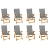 Image de vidaXL Chaises inclinables de jardin et coussins lot de 8 Teck solide