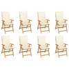 Image de vidaXL Chaises inclinables de jardin et coussins lot de 8 Teck solide