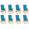 Image de vidaXL Chaises inclinables de jardin et coussins lot de 8 Teck solide