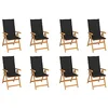Image de vidaXL Chaises inclinables de jardin et coussins lot de 8 Teck solide