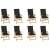 Image de vidaXL Chaises inclinables de jardin et coussins lot de 8 Teck solide