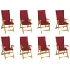 Image de vidaXL Chaises inclinables de jardin et coussins lot de 8 Teck solide