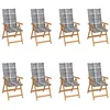 Image de vidaXL Chaises inclinables de jardin et coussins lot de 8 Teck solide