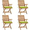 Image de vidaXL Chaises pliables de jardin avec coussins lot de 4 Teck solide