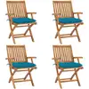 Image de vidaXL Chaises pliables de jardin avec coussins lot de 4 Teck solide