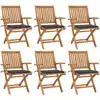 Image de vidaXL Chaises pliables de jardin avec coussins lot de 6 Bois de teck