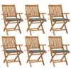 Image de vidaXL Chaises pliables de jardin avec coussins lot de 6 Bois de teck