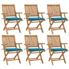 Image de vidaXL Chaises pliables de jardin avec coussins lot de 6 Bois de teck