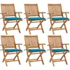Image de vidaXL Chaises pliables de jardin avec coussins lot de 6 Bois de teck