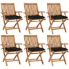 Image de vidaXL Chaises pliables de jardin avec coussins lot de 6 Bois de teck