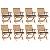 Image de vidaXL Chaises pliables de jardin avec coussins lot de 8 Teck solide