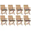 Image de vidaXL Chaises pliables de jardin avec coussins lot de 8 Teck solide