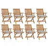 Image de vidaXL Chaises pliables de jardin avec coussins lot de 8 Teck solide