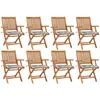 Image de vidaXL Chaises pliables de jardin avec coussins lot de 8 Teck solide