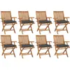 Image de vidaXL Chaises pliables de jardin avec coussins lot de 8 Teck solide