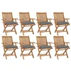 Image de vidaXL Chaises pliantes avec coussins, 8 pièces, en teck massif