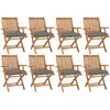 Image de vidaXL Chaises pliables de jardin avec coussins lot de 8 Teck solide