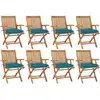 Image de vidaXL Chaises pliables de jardin avec coussins lot de 8 Teck solide